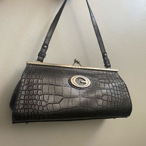Guess Black Vegan Snakeskin Shoulder Purse